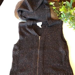 Talbots Hooded Cardigan Vest with Zipper Front